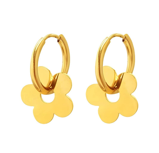 Golden Bloom Floral Mini Hoop Earrings