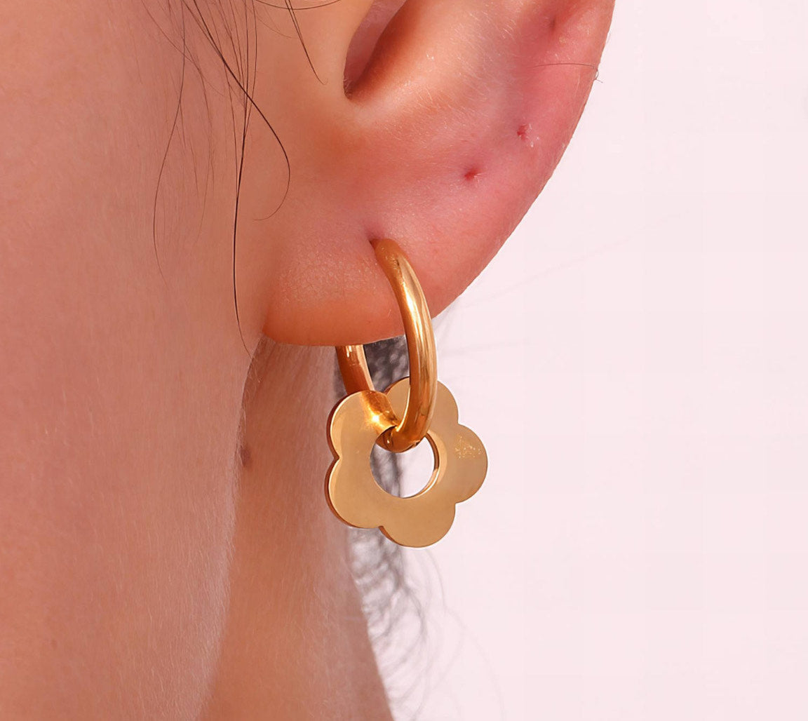 Golden Bloom Floral Mini Hoop Earrings