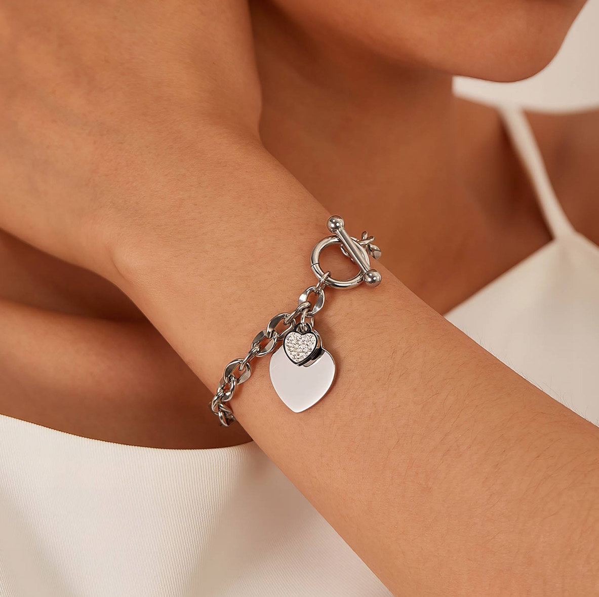 Unbreakable Love CZ Charm Bracelet